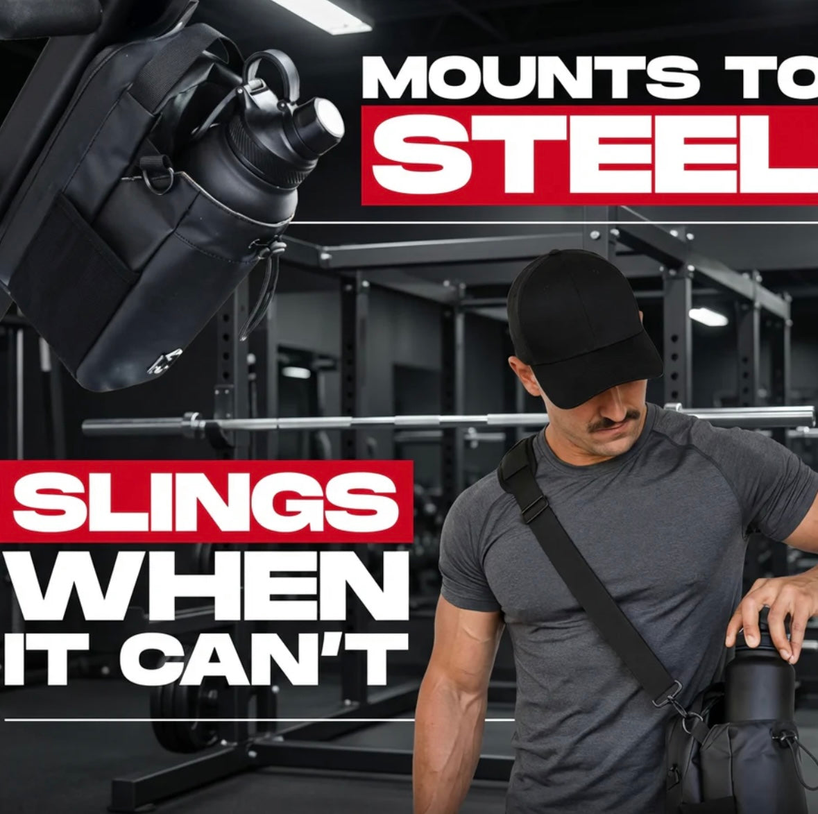 Magnetic Gym Bag for Men and Women - Sling Bottle With Magnetic Attachmment