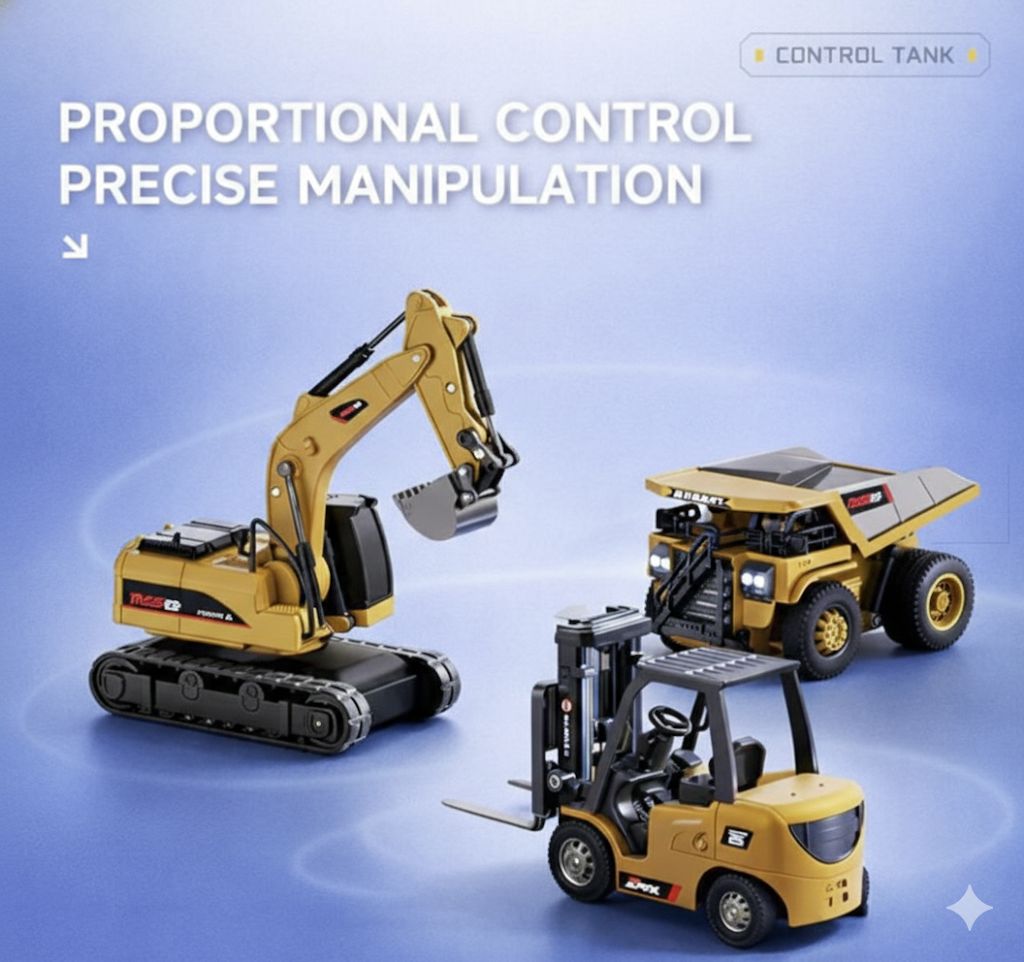 Funkymit ™ Mini Excavator, Forklift & Dumptruck Toy