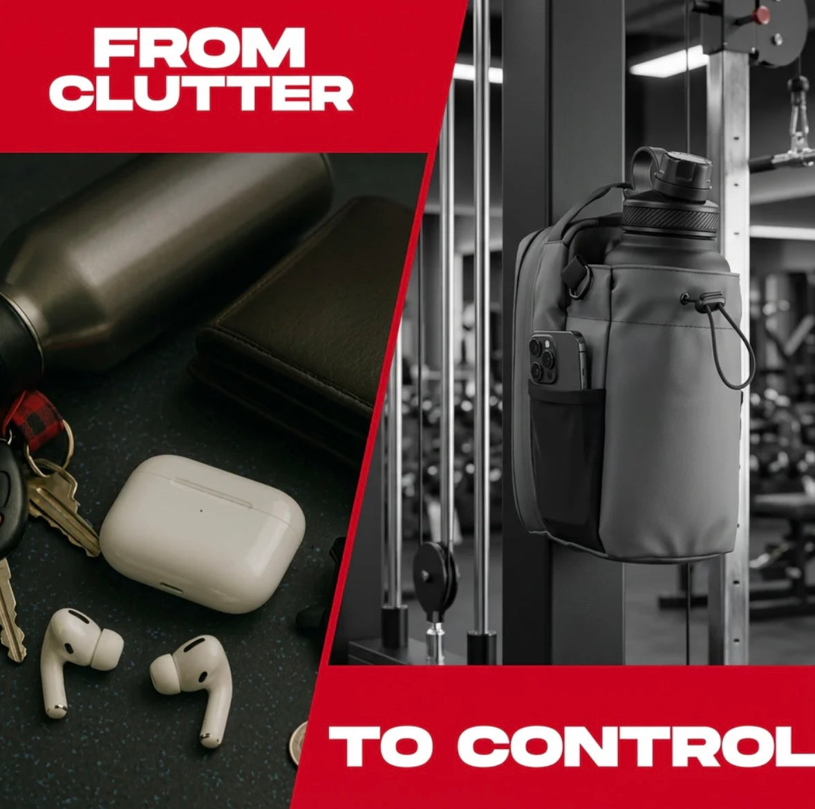 Magnetic Gym Bag for Men and Women - Sling Bottle With Magnetic Attachmment