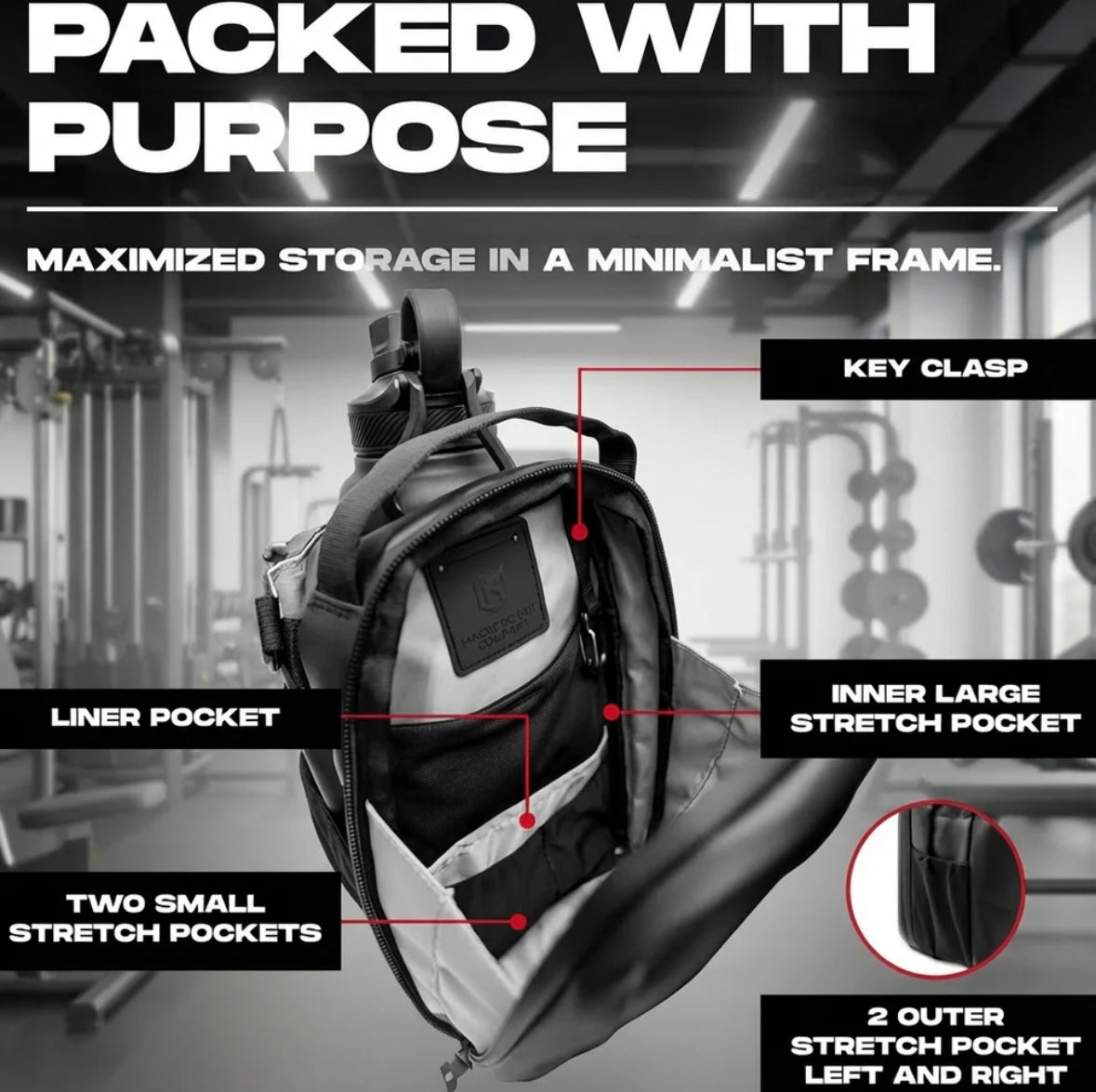 Magnetic Gym Bag for Men and Women - Sling Bottle With Magnetic Attachmment