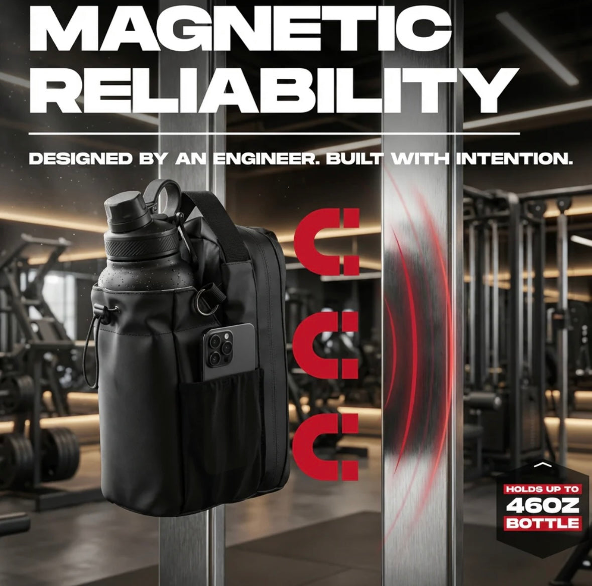 Magnetic Gym Bag for Men and Women - Sling Bottle With Magnetic Attachmment